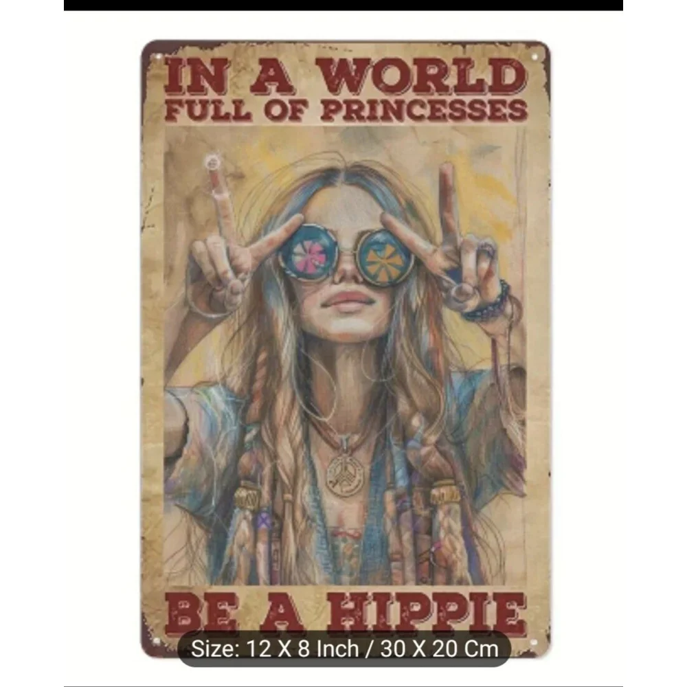 70s Hippie Sign 1970s Bohemian Decor Boho Girl 70s Style Gift